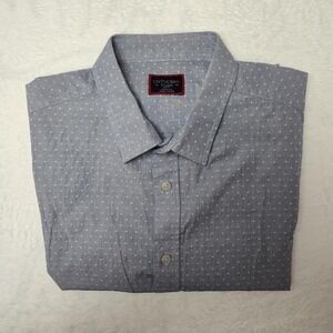 UNTUCKit Shirt Mens XL Blue Thornton Slim Fit Short Sleeve Casual Cotton Work